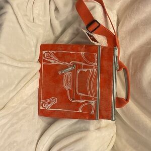 BLANC-C Orange Crossbody Bag with White Accents